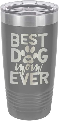 Miniatura 17 de Best Dog Mom Ever Black Vaso de bebida de 20 oz con pajita Taza de viaje grabada con láser con citas divertidas Comparar con Yeti Rambler Idea