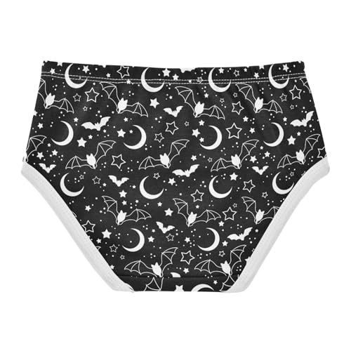 Little Girls' Soft Cotton Underwear Kids Breathable Comfort Halloween Bats Moons Star Panties Briefs Toddler2