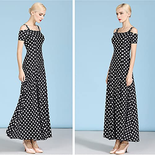 Robe dos nu à manches courtes à pois avec jupe de danse moderne - 5