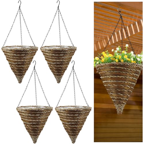 Tiangrid 4 Pcs 12' Wicker and Rope Cone Hanging...