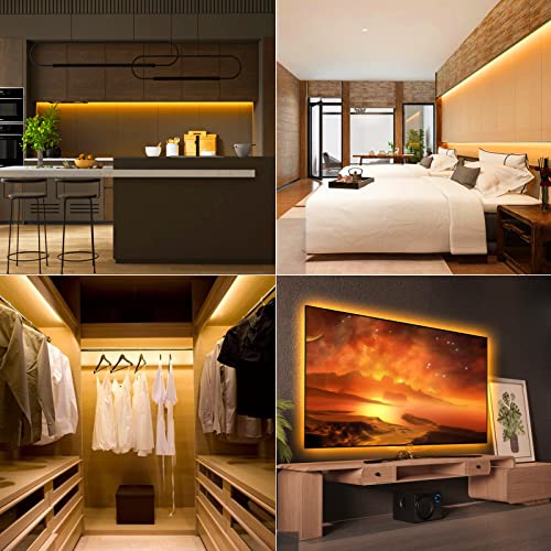 Tayire 2m USB 5V LED Streifen Warmweiss 3000K, 960LEDs Dimmbar COB LED Strip Lights CRI90+ LED TV Hintergrundbeleuchtung, Flexibel Unterbodenleuchte für Drinnen Küche,Schlafzimmer,Zuhause DIY