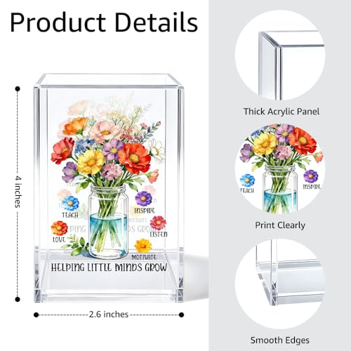 Image of Helping Little Minds Grow Acrylic Pen Pencil Holder for Teacher
