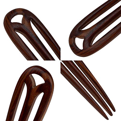 Finger Love Handmade Carved 3-Prong Wooden Hairpin Vintage Chopsticks Chinese Decorative Accessory Hair Stick Rosewood #TOP1
