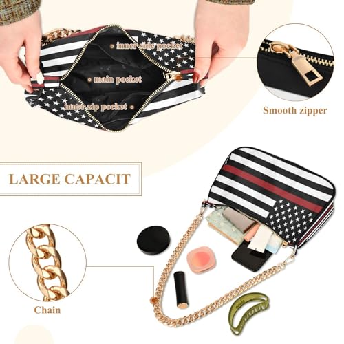 Image of Shoulder Bags for Women American US Flag Independence Day Patriotic Hobo Tote Handbag Small Clutch Purse with Zipper Closure