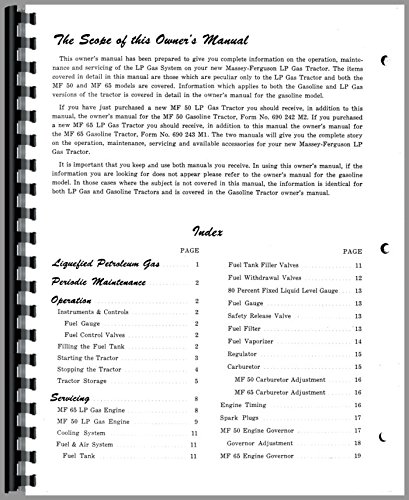 Operators Manual Massey Ferguson 50 65 LP Tractor      Plastic Comb – January 1, 2017