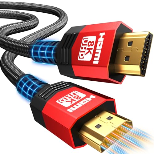 Image of 8K HDMI 2.1 Cable 20 FT,48Gbps Ultra High Speed Braided Gaming Cord Support 10K 8K@60Hz 4K@120Hz /144Hz HDCP 2.2&2.3 eARC DTS:X HDR10 VRR Compatible for RTX 5090 /PS5 /Xbox X /S /TV etc