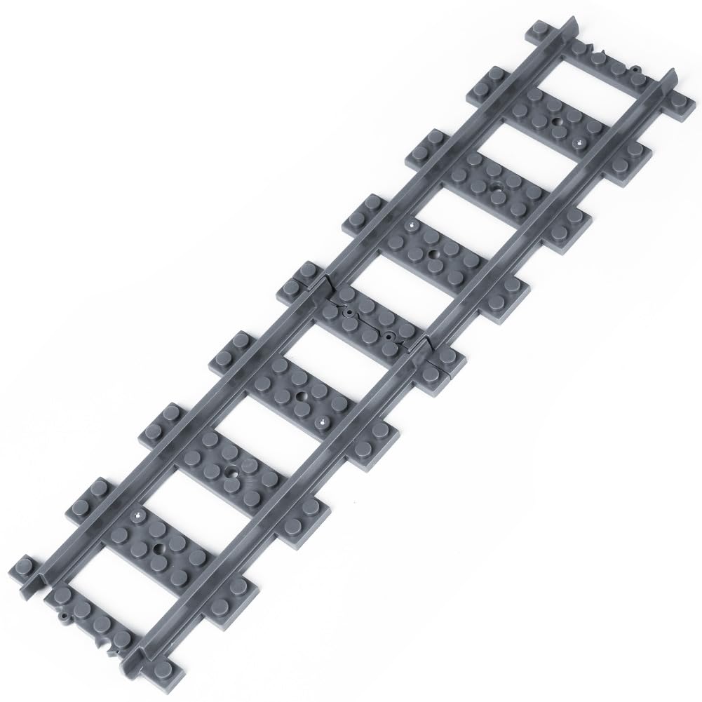 HOTUT City Schienen, 32 Stück City Zug Schienen Set, Bausteine Zug Schienen Set Kompatibel mit dem Marktführer, Spielzeug Eisenbahnschienen für Mädchen und Jungen Geschenk