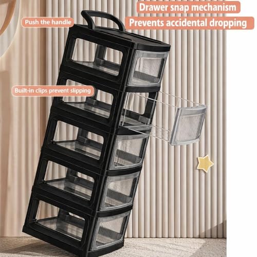 Image of 2 Tier Plastic Storage Drawer /Spacious Organizer with Handle| Modular Storage Rack for Home /Kitchen /Office | Black