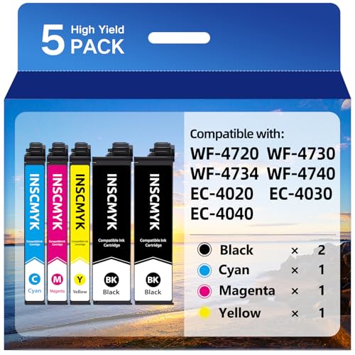 Image of 802XL Ink Cartridges for Epson Printer Replacement for Epson 802 Ink Cartridges Combo Pack 802 XL T802 T802XL for Epson WF-4720 WF-4740 WF-4734 WF-4730 EC-4040 EC-4030 EC-4020 Printer (5 Pack)