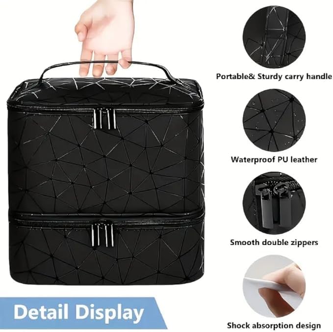 ZiaWorld Double-Layer Nail Polish Organizer, Portable 30 Nail (15ml) Polish Bottles Organizer Case - Image 4