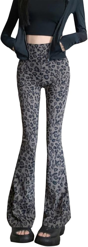Amazon | [YUNHEN] 豹柄 フレアパンツ レディース ロング