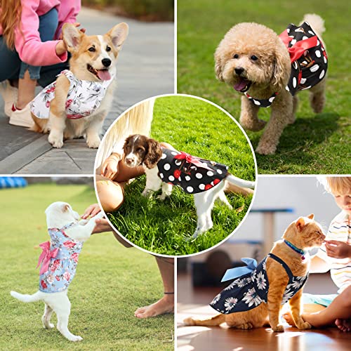 4 Pieces Dog Bowknot Floral Dress Pet Princess Dress Dog Sundress Dog Princess Dress Puppy Summer Dress For Small Dogs Puppy Cats(Large) #TOP5