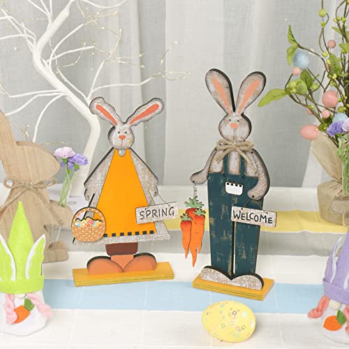 SY-Super-Bang-2pcs-Retro-Bunny-Easter-Wooden-Decorations-Rustic-Rabbit-Tabletop-Decor-for-Centerpiece-Home-Farmhouse-Party-Spring-Summer-Holiday SY Super Bang 2pcs Retro Bunny Easter Wooden Decorations Rustic Rabbit Tabletop Decor for Centerpiece Home Farmhouse Party Spring Summer Holiday