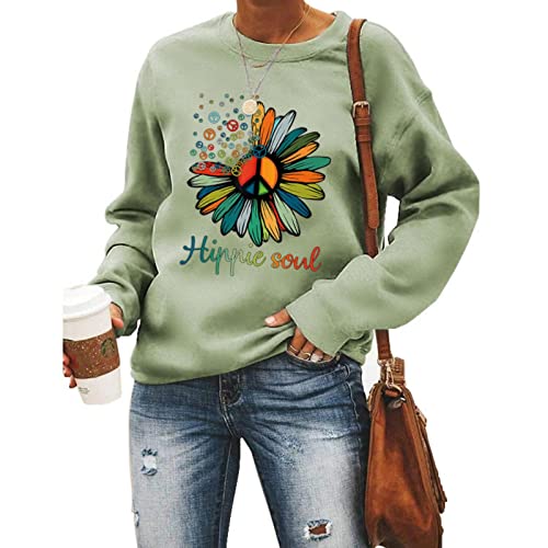 YourTops Women Hippie Soul Shirt Free Soul Camper Sweatshirt (1-Green,Small,US,Alpha,Adult,Female,Small,Regular,Regular)