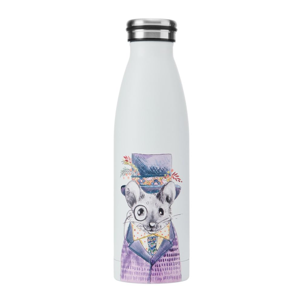 MIKASA Tipperleyhill Double-Walled Stainless Steel Bottle, 500ml Vacuum-Insulated Drinks Bottle Keeps Drinks Cold and Hot, BPA-Free Stainless Steel Hydration Bottle with Mouse Print