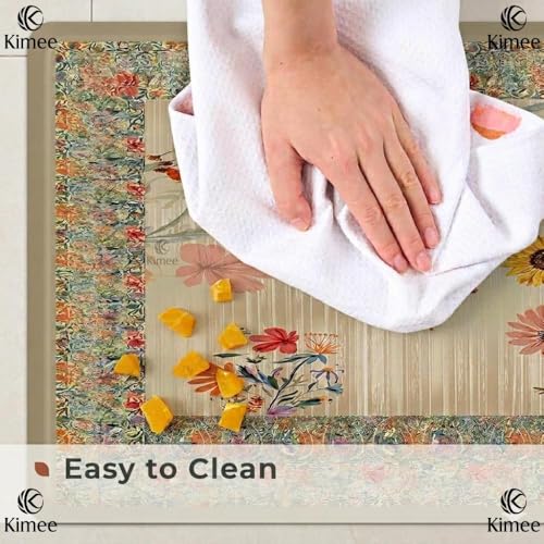 Image of VANZAVANZU KIMEE Decorative Floral Entrance Non-Slip Kitchen mat Rug - 40x60cm & 120x60cm Water absoring Washable Dirt Trapper - Non-Slip Durable Runner for Kitchen, Hallway & Indoor /Outdoor Use