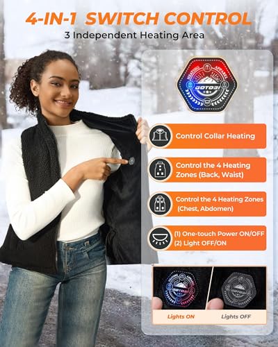 Image of Fuzzy Fleece Heated Vest for Women with 7.4V 16000mAh Battery, Ergonomics Heating System, 9 Zones Womens Heated Vest
