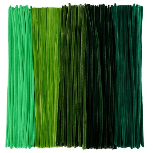 Image of Caydo 200 Pieces Gradient Green Pipe Cleaners, Thick Fluffy Chenille Stems Bulk for Flowers, Animals, Kids Creative Arts & Crafts Making | Thick Fluffy Chenille Stems Bulk for Flowers, Animals, Kids Creative Arts & Crafts Making