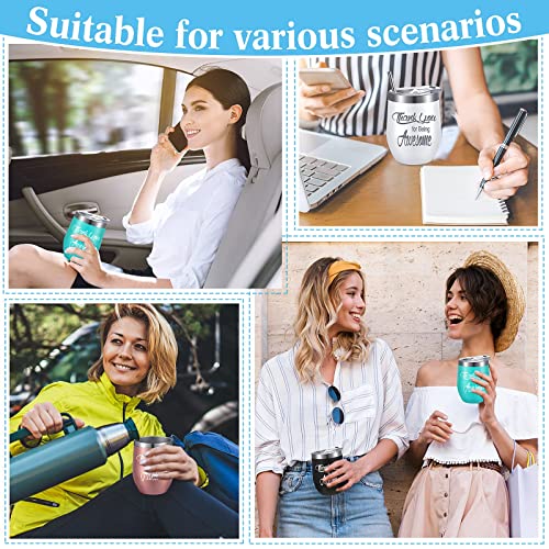 Appreciation Gifts Thank You For Being Awesome Wine Tumbler Thank You Gifts For Women Staff Employee Inspirational Appreciation Keychain, Stainless Steel Tumbler(Multicolor,4 Sets)12 Oz #TOP5