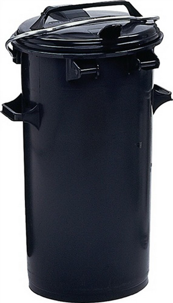 Mülleimer 50l m.Bügel schwarz a.PE H.730/D.388mm