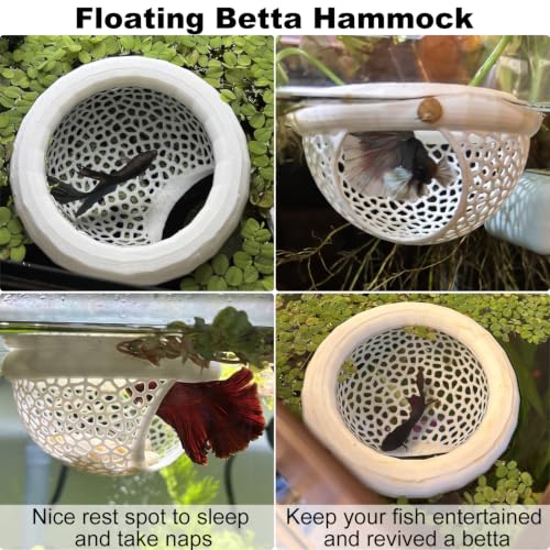 Image of Floating Betta Hammock and Feeding Ring, Aquarium Beta Hideout, Cave, Bed