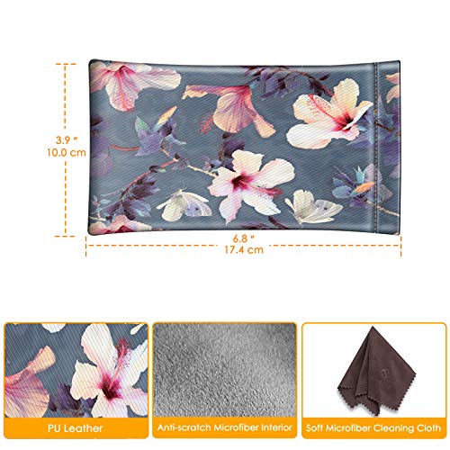 Image of FINTIE Soft Eyeglasses Case with Cleaning Cloth, Portable Squeeze Top Vegan Leather Glasses Pouch, Sunglasses Eyewear Bag