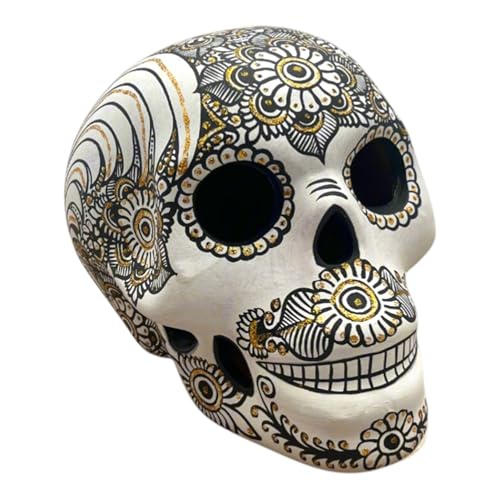 Talavera Ceramic Calavera Skull | Handcrafted Mexican Decor (White)