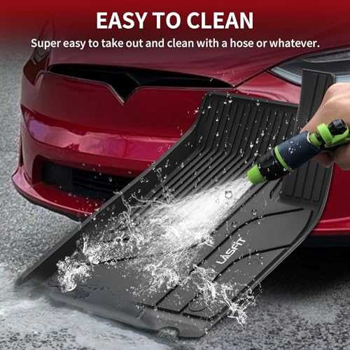 Image of LASFIT Trunk Mats for Tesla Model X & Plaid 6 Seater / 7 Seater 2021-2024 | (Not Fit 5 Seater) 100% TPE All Weather Custom Fit Frunk Mat Sub Trunk Mat Cargo Liners Set Automotive Accessories, 3PC Black