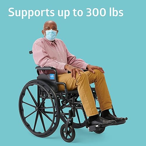 Image of Medline 20 inch Foldable K4 Wheelchair with Swing-Back Desk-Length Arms & Swing-Away Footrests, 300 lbs. Capacity, Transport Chair for Adults & Seniors