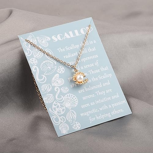 BAUNA Scallop Shell Necklace Ocean Shell Necklace Tiny Pearl Jewelry for Her2