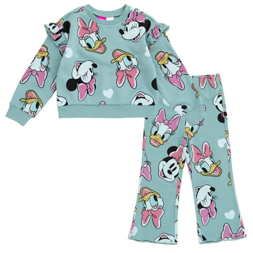 Disney Junior Girls Fleece Pullover Sweatshirt and Ribbed Flare Leggings Outfit Set Toddler to Big Kid Sizes (2T - 14-16) - Main Image