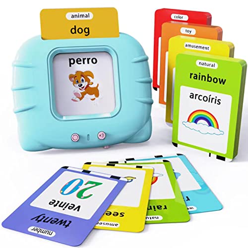 Image of Lapare Spanish and English Bilingual Audible Flash Cards Toy with Music, Learn Spanish and English for Kids, Niñas, Niños, Bebes