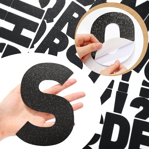 Image of Harloon 232 Pcs Large Glitter Letter Stickers 24 Sheets Classroom Bulletin Boards Decorations Big Font Alphabet Letter Self Adhesive Letters Stickers Back to School Decor DIY Craft(Black,6 Inch)