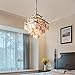 KWOKING Rustic Shell Chandelier with Adjustable Chain, 4 Lights DIY Pendant Light, for Beach Theme Bedroom Dining Area, Elegant Hanging Lamp