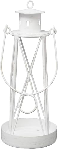 Hosley Farol de hierro de 7 pulgadas de alto con dos candelitas gratis, perfecto para decoración del hogar, bodas, fiestas, regalos, portavelas de