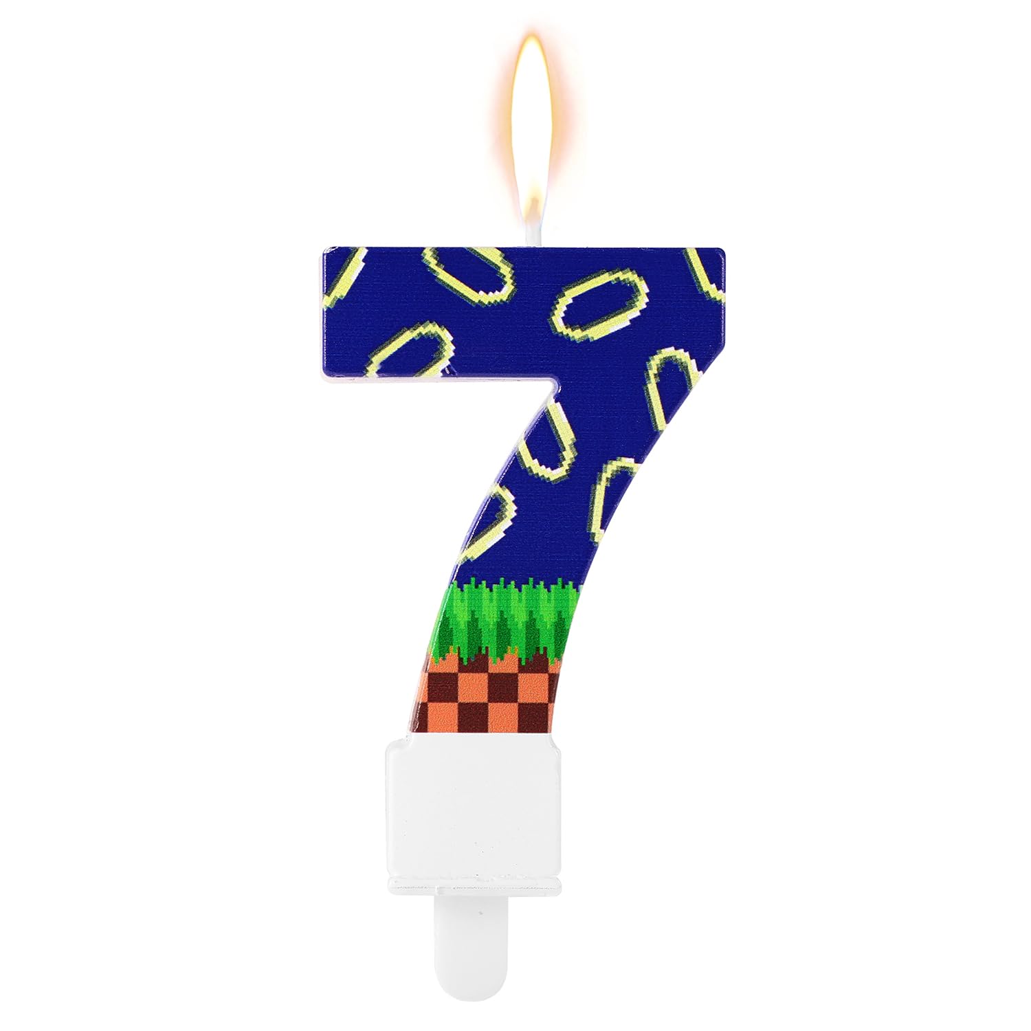 Blue Themed Birthday Candle, Happy Birthday Number Candle Cartoon Cake Topper Candle Blue & Gold Ring Print Birthday Party Decor for Cake Party Favor