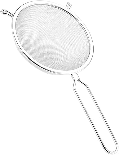 Lurrose Colador de malla de acero inoxidable, colador de malla fina con asa, coladores de cocina, malla de acero inoxidable, colador de tamiz de