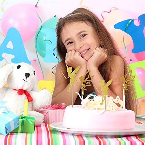 Blulu 60 Pieces Gold Glitter Fairy Cupcake Toppers Angel Fairy Cake Toppers Glitter Ballet Dancer Toppers For Birthday Bridal Shower Baby Shower Wedding Decoration #TOP6