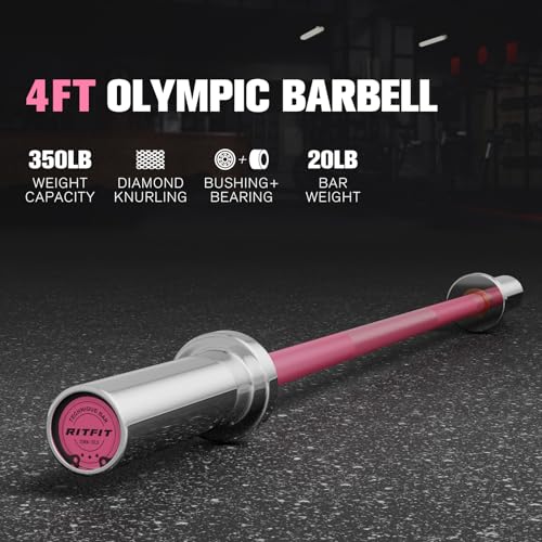 RITFIT Olympic Barbell 4ft/6ft - 2 Inch Weight Bar for Strength Training, Weightlifting, Squat, Deadlift, Bench Press, Curl, Overhead Press - 350lbs/500lbs Capacity - Image 3