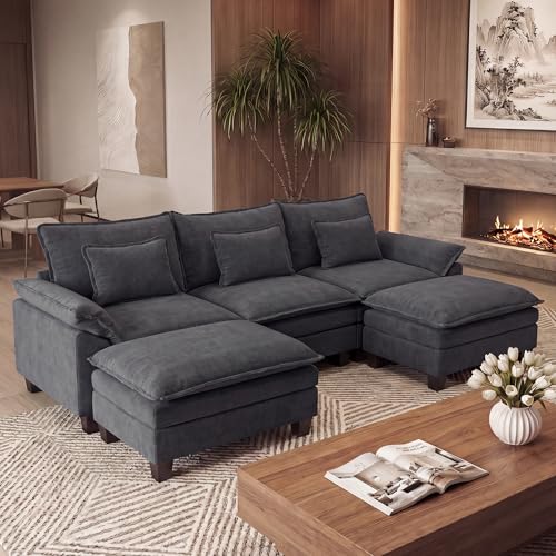 Image of URRED Oversized Modular Sectional Sofa,Dark Gray:122 inch U Shaped