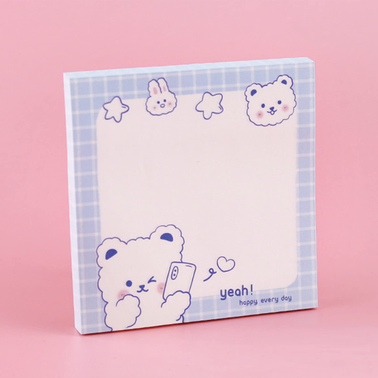 Paquete de 4 blocs de notas adhesivas de 3 x 3 pulgadas, bloc de notas adhesivas de frutas kawaii, bloc de notas autoadhesivas, 80 hojas/bloc (Z-Bear)