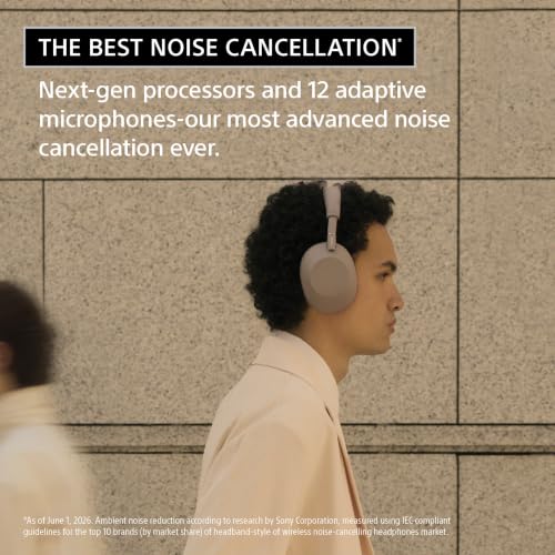 Image of Sony WH-1000XM6 The Best Noise Cancelling Wireless Headphones, HD NC Processor QN3, 12 Microphones, Studio-Quality, New Sandstone Color