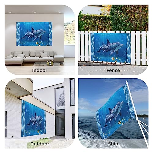 Drapeau dauphins de mer robuste 120x180 cm pavillon de qualité supérieure double face - 7