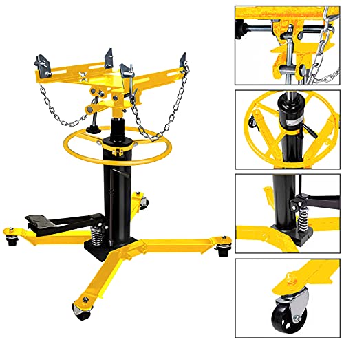 Transmission Jack,1660Lbs/0.75T Capacity Hydraulic Telescopic Transmission Jack, 2-Stage Floor Jack Stand With Foot Pedal, 360° Swivel Wheel, Garage/Shop Lift Hoist (Yellow) #TOP4