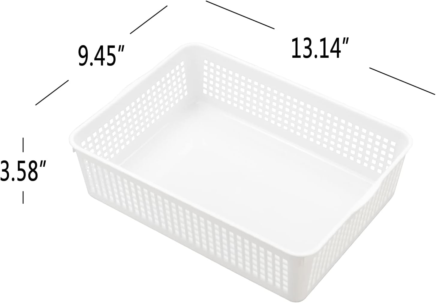 6-pack Storage Basket Trays, Plastic Office Tray, White