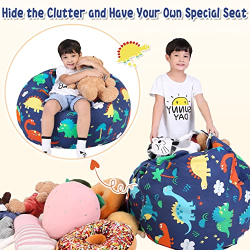 Lukeight Stuffed Animal Storage Bean Bag Chair For Kids, Zipper Storage Bean Bag For Organizing Stuffed Animals, Dinosaur Bean Bag Chair Cover, (No Beans)Large #TOP2