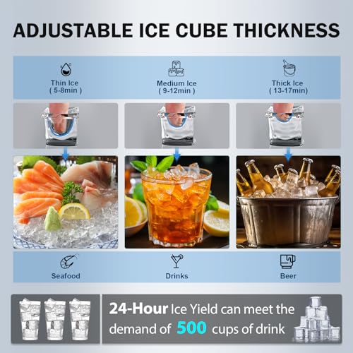 Image of Ice Maker Machine Commercial, 150Lbs /24H with 45Lbs Large Ice Capacity, 55Pcs Clear Ice Cubes Ready in 8-15Mins, Freestanding Large Ice Machine for Restaurant Bar Home Office