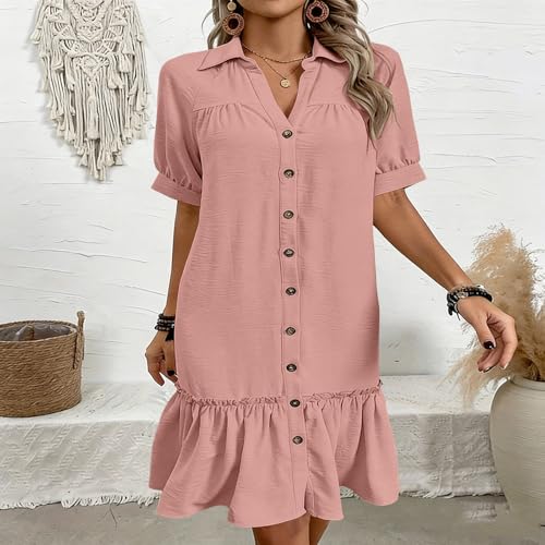 Robe midi à manches courtes pour femme robe d'été décontractée ample