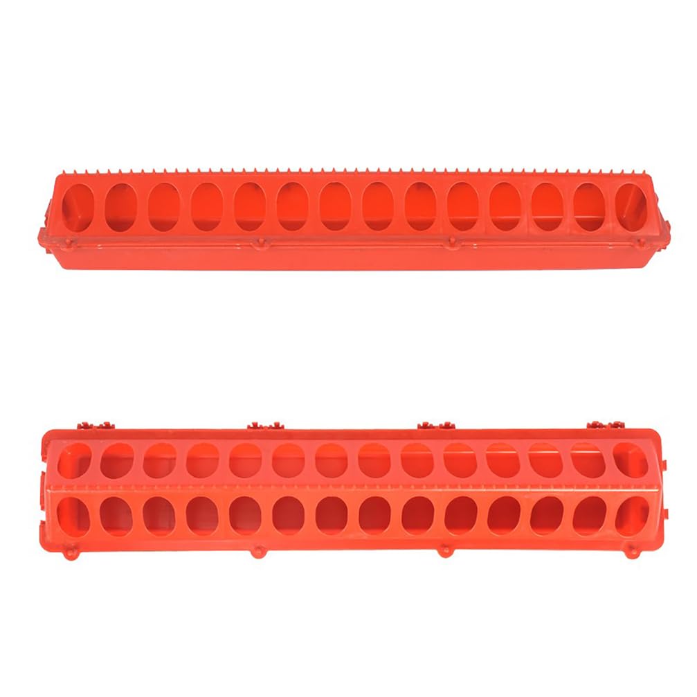 Comedero Abatible para Pollos Comederos para Patos De Exterior Gallineros Comederos Y Bebederos Pollos, Palomas, Patos Y Codornices Pequeños Sin Desperdicio,Rojo,L81.5*H7.5*W20