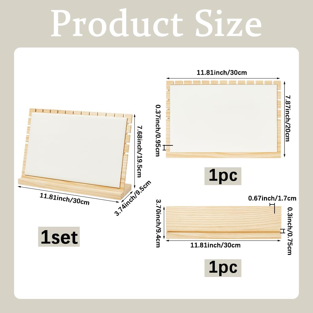 Beebeecraft Bamboo Necklace Display Stand Rectangle White 12x8 Inch Multiple Necklace Display Boards Stand Bracelets Chains Organizer Holder with PU Leather Mat for Selling Home Boutique Countertop